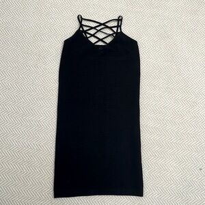 MALIBU SUGAR Black Body-con Dress with Spaghetti Straps. One Size 7-14
